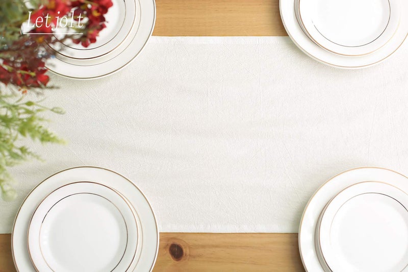 Letjolt White Table Runner 72 Inches Long Rustic Table Runner Cotton Runner Plain Table Decor - Image 5